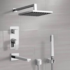 Tub and Shower Faucet Set with Handheld and Rain Shower Head